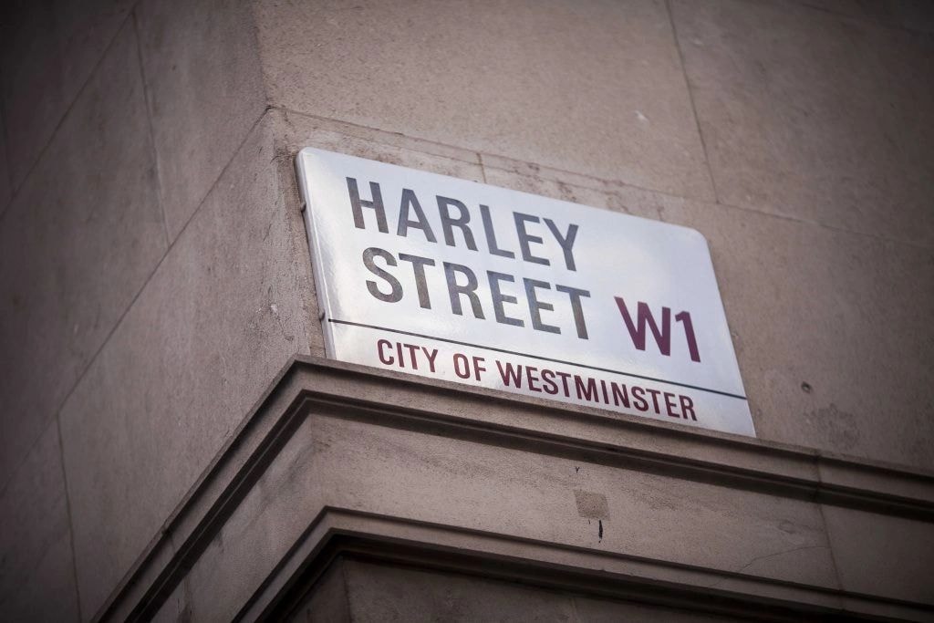 Harley Street W1 City of Westminster street sign